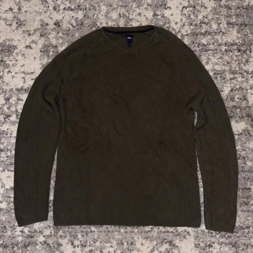 Y2K GAP Olive Green Ribbed Knit Sweater